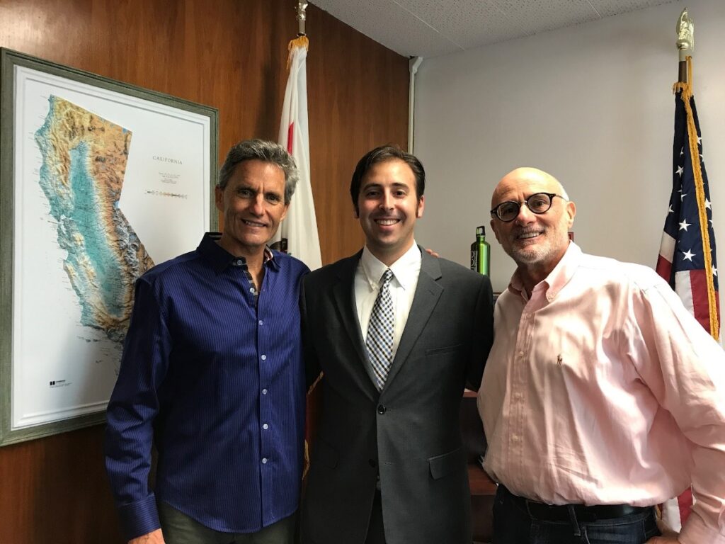 Redondo Beach mayor Bill Brand, Angel Law associate attorney Ellis Raskin, and Frank P. Angel